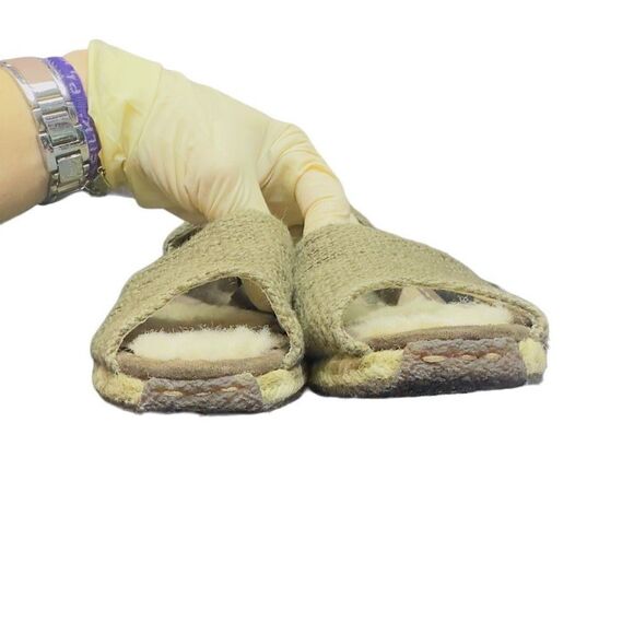 UGG Brianda Military Green Espadrille Cotton Sheepskin Wedge Sandals UGG Shoes T - Picture 7 of 9